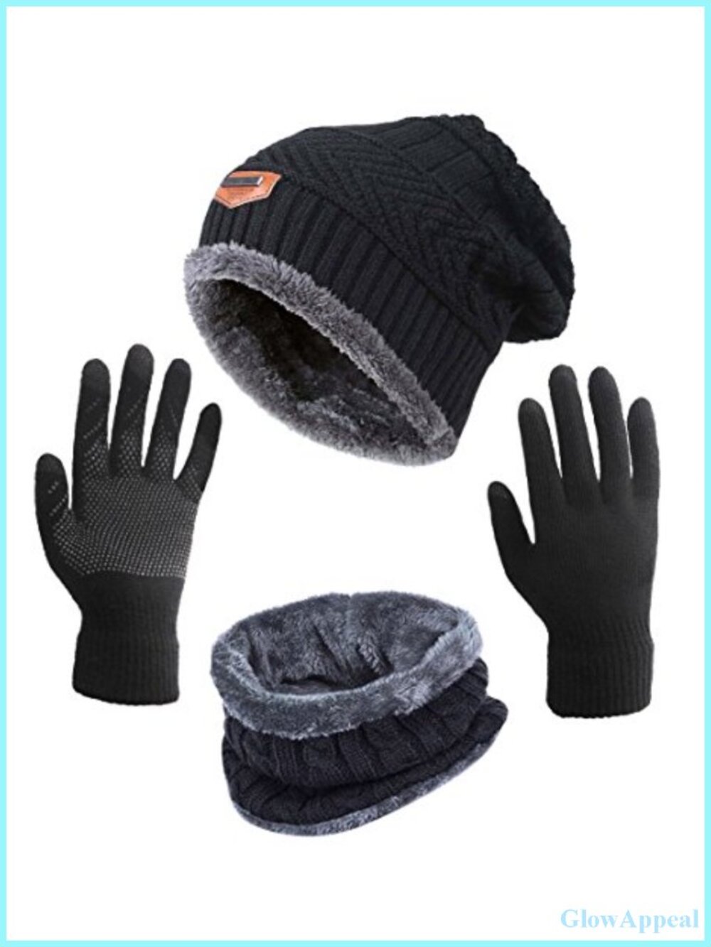Winter Hat Scarf Gloves Set Slouchy Beanie Touch Screen Mittens Circle Scarf
